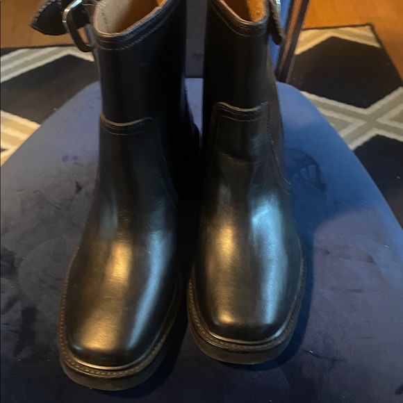 Black Leather Ankle Boots with Buckle - Picture 2 of 3